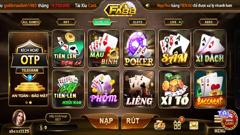 Game bài Fa88 mang đến nhiều bộ môn đổi thưởng chất lượng