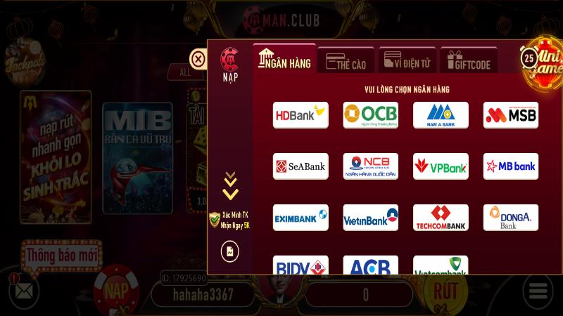 Manclub có hệ thống thanh toán tiện lợi