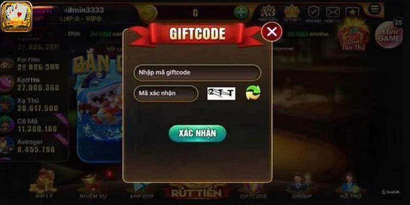 Nhập code Hitclub vào đúng vị trí
