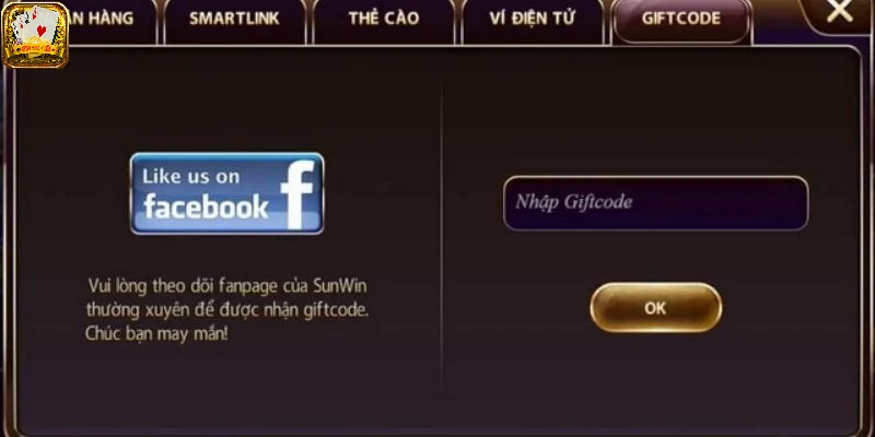 Nhập code thưởng Sunwin vào đúng vị trí quy định