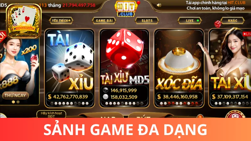 Đánh giá kho game của cổng game bài Hitclub