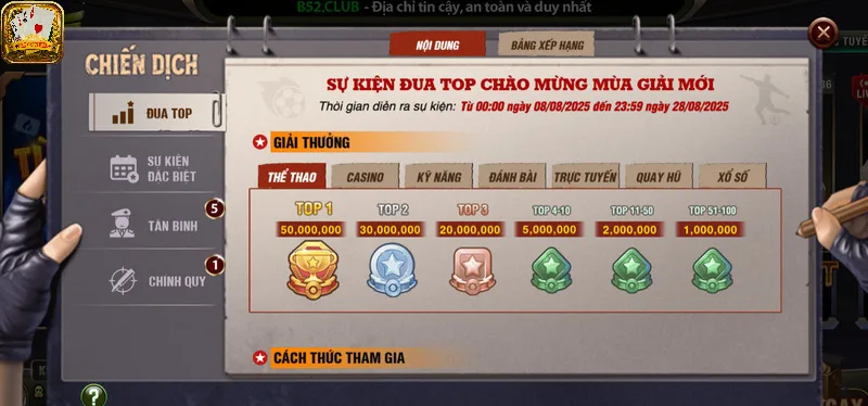 Tham dự các event đua top để nhận code thưởng