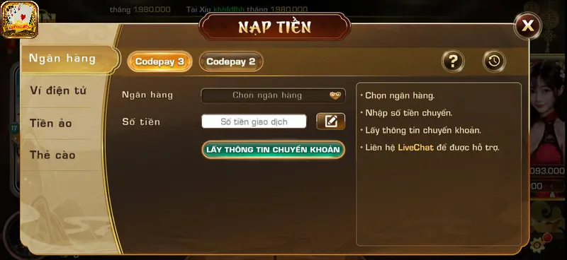 Người dùng có thể sử dụng nhiều hình thức nạp rút khác nhau