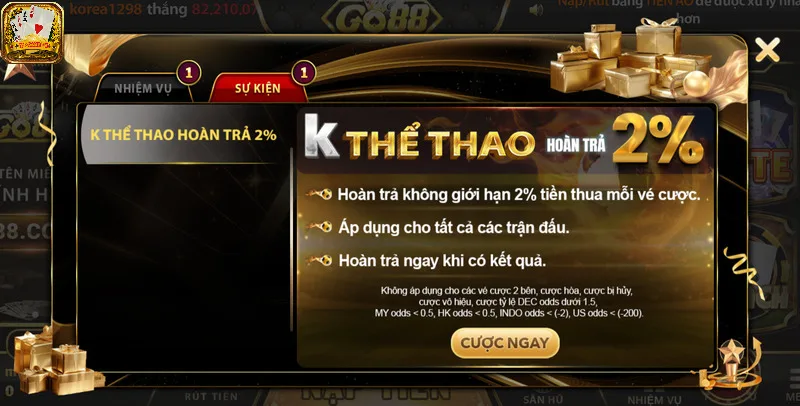 Nhận khuyến mãi nhanh thông qua nhiệm vụ và sự kiện