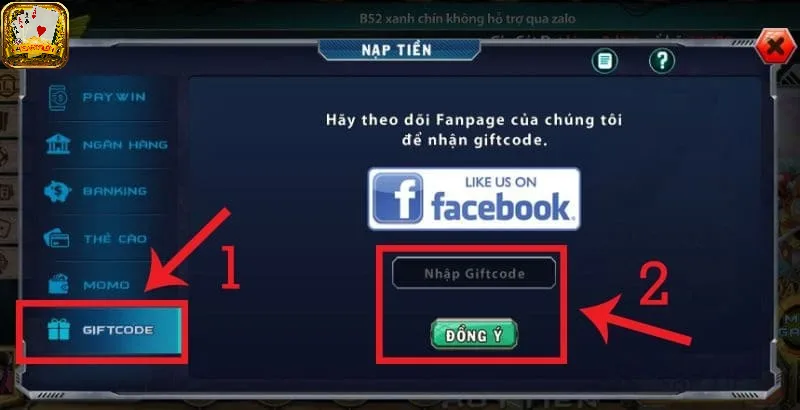 Nhập mã code vào đúng vị trí để hệ thống quy đổi nhanh