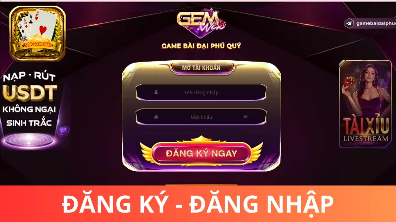 Review thao tác đăng ký - đăng nhập Gemwin